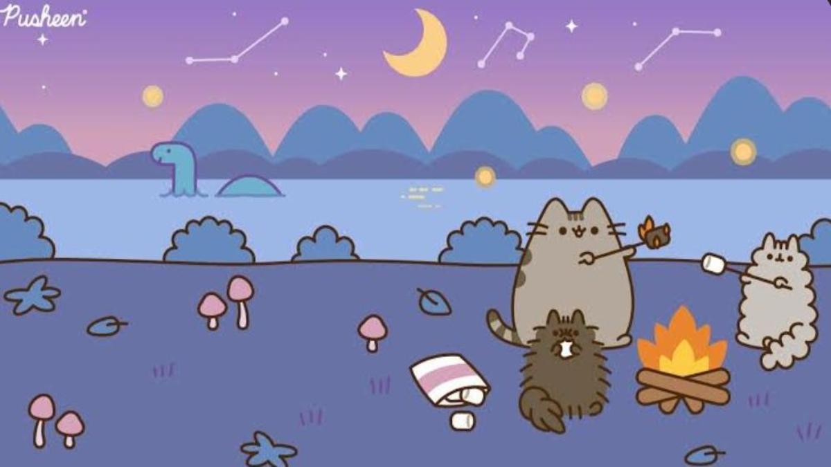 Ảnh mèo Pusheen làm hình nền laptop đáng yêu
