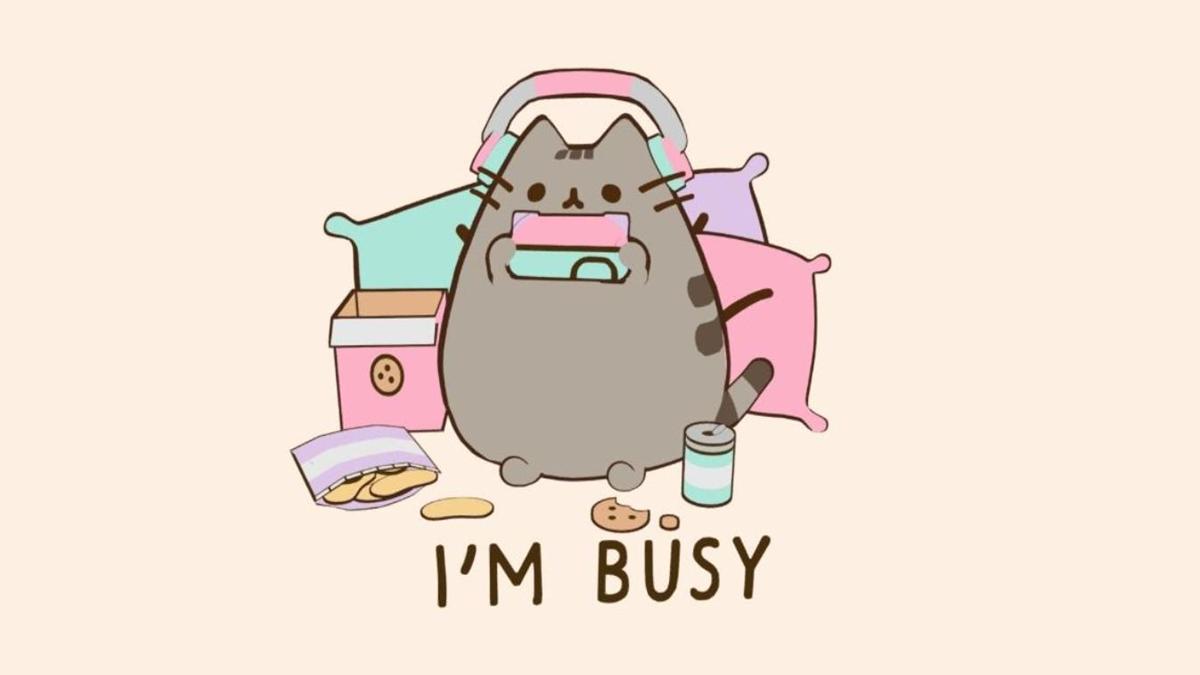 Ảnh mèo Pusheen làm hình nền laptop đáng yêu