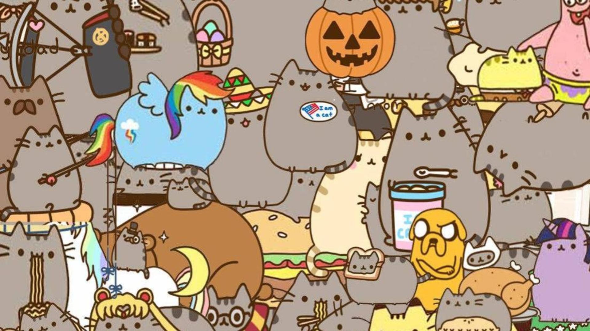 Hình nền mèo Pusheen đáng yêu cho máy tính 