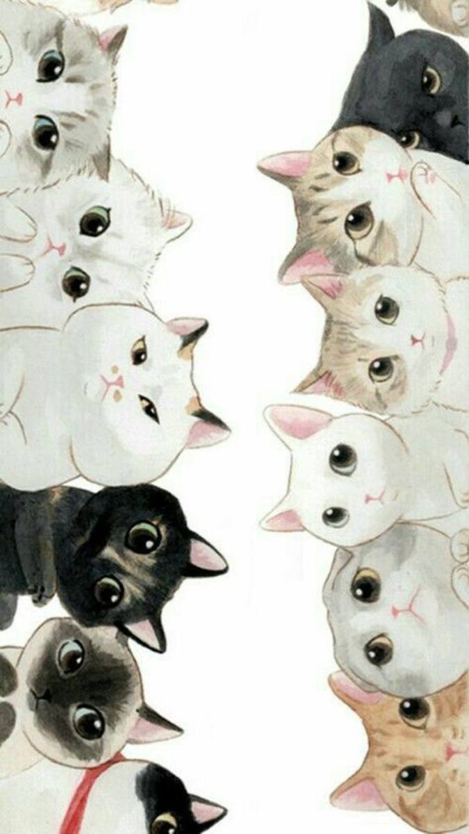 Hình nền mèo chibi, anime cho điện thoại 