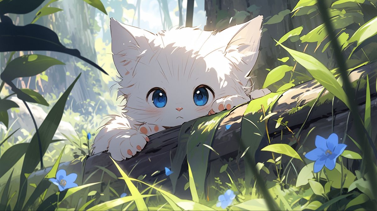 Hình nền mèo chibi anime cho máy tính 
