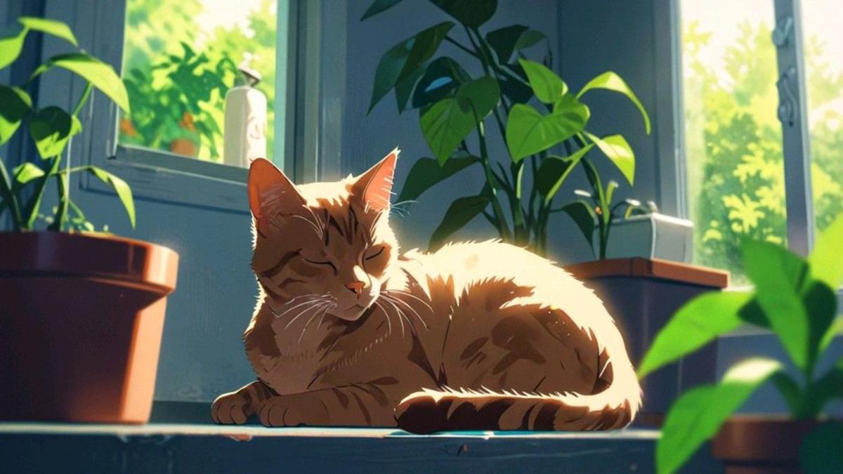 Hình nền mèo anime cho máy tính 