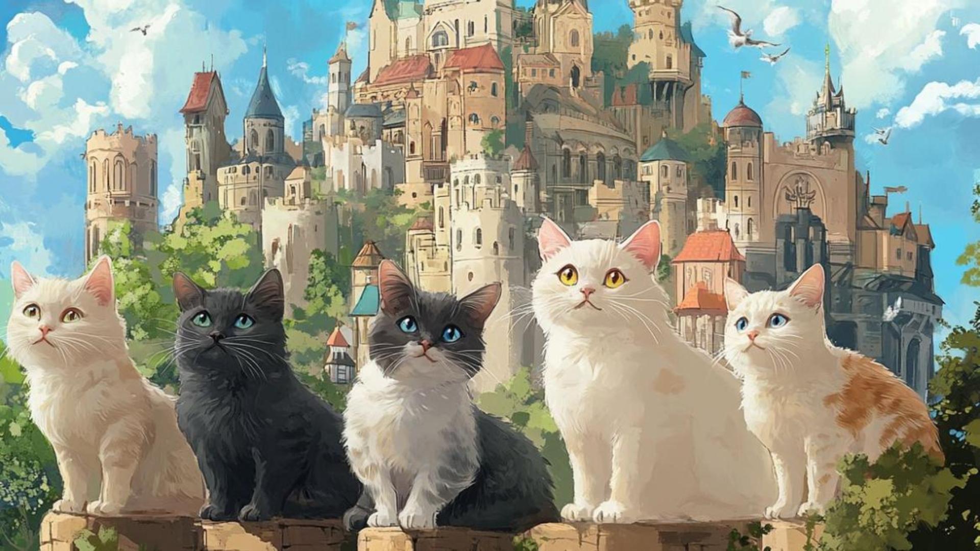 Hình nền mèo chibi anime cho máy tính 