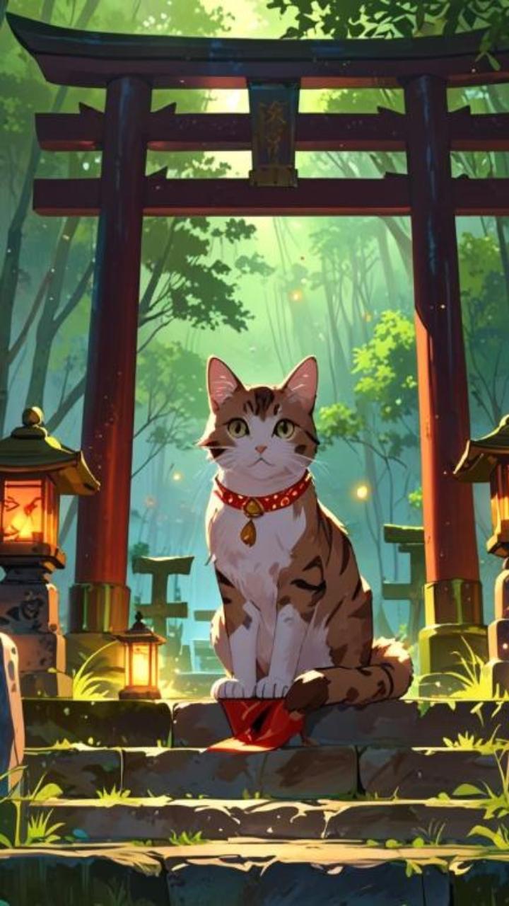 Tải ngay bộ hình nền mèo cute chibi cho điện thoại cực cute 