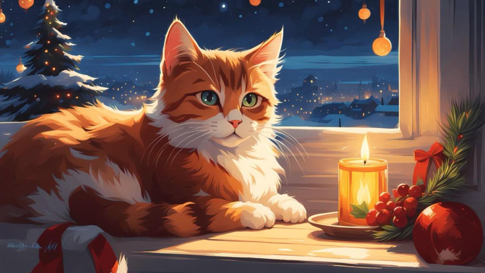 Hình nền mèo chibi cute cho máy tính siêu đáng yêu 