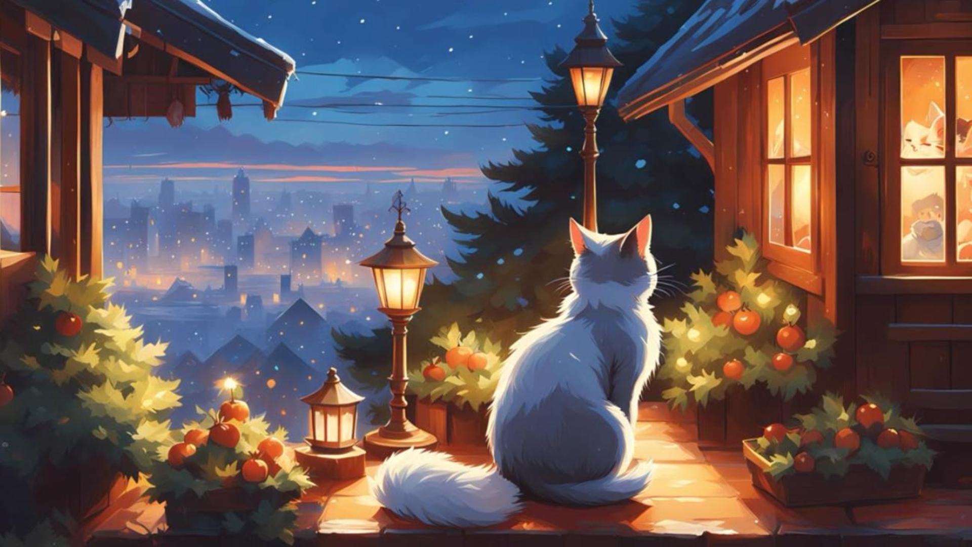 Hình nền mèo chibi cute cho máy tính siêu đáng yêu 