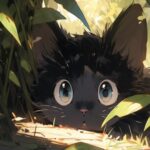 Hình nền mèo đen anime cho máy tính xinh