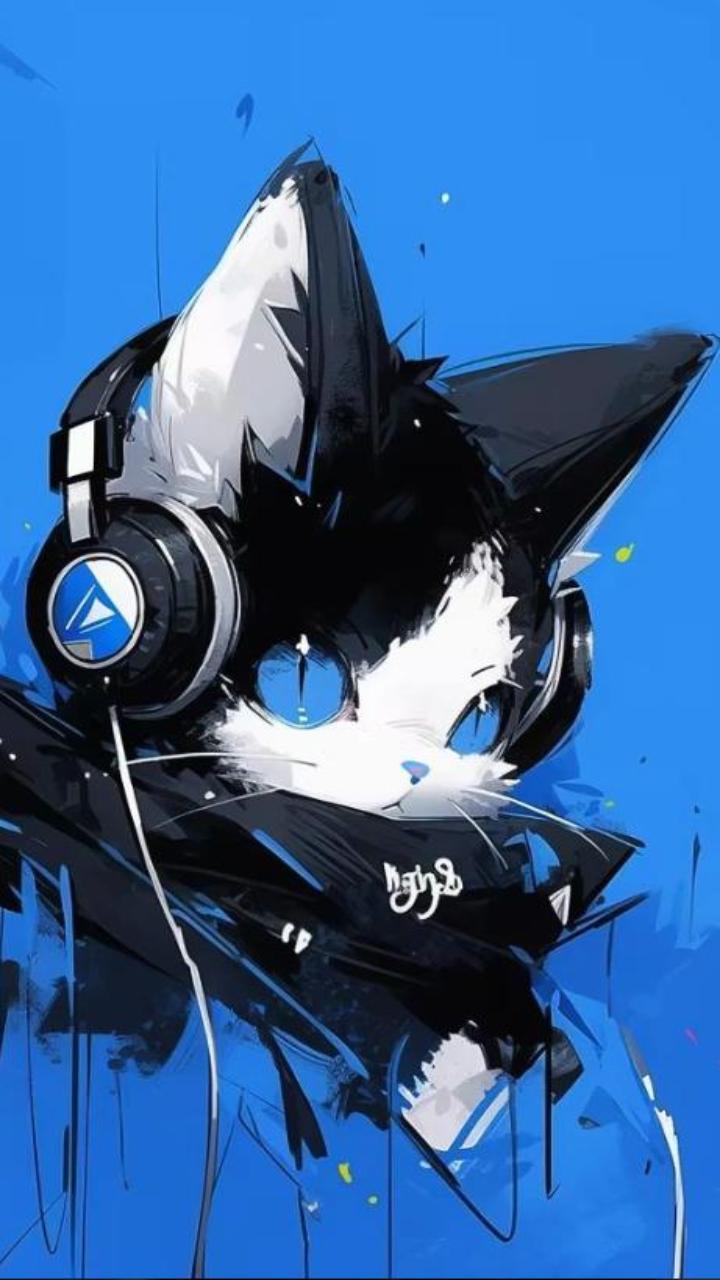 Hình mèo đen chibi anime cute cho điện thoại dễ thương 