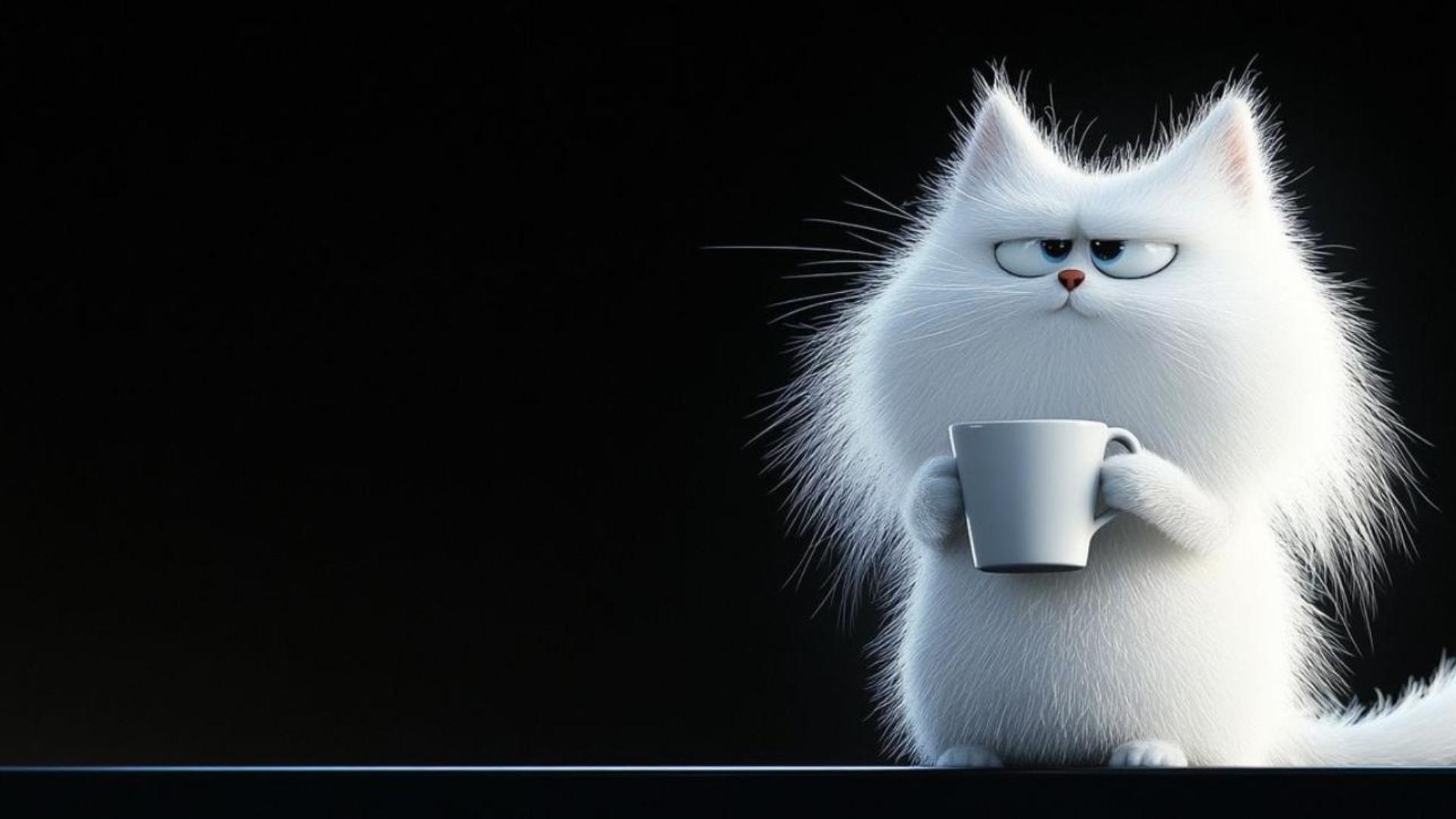 Hình nền con mèo chibi cho máy tính đáng yêu 