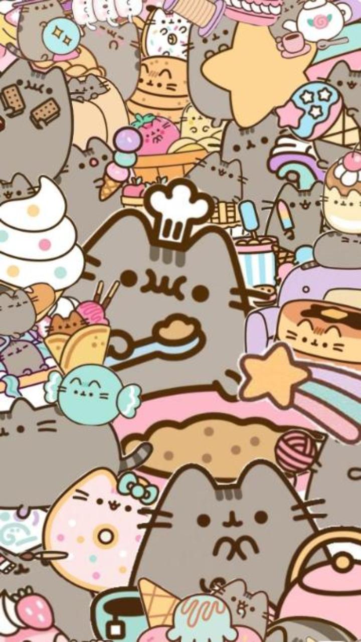 Mèo Pusheen hình nền điện thoại cute 