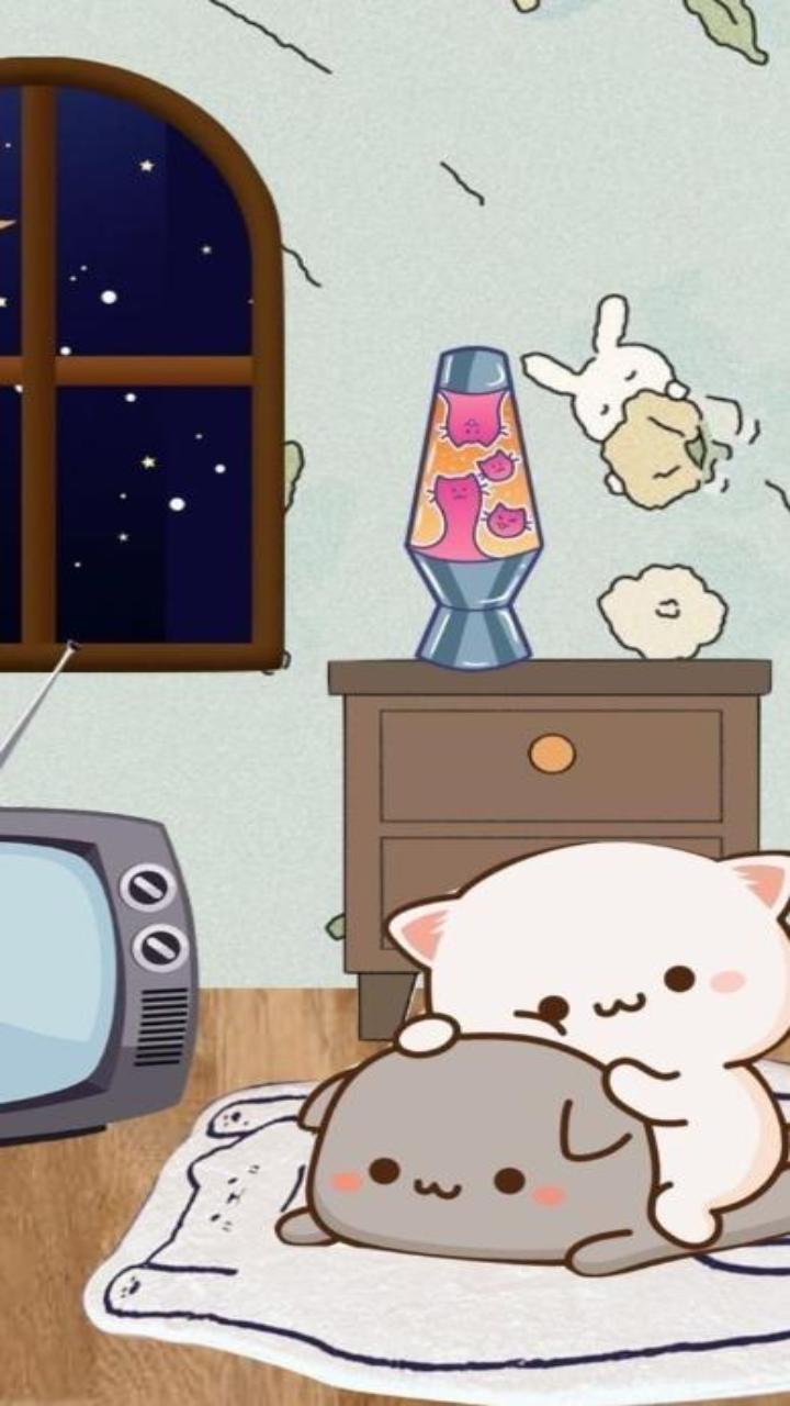 Mèo Pusheen hình nền điện thoại cute 