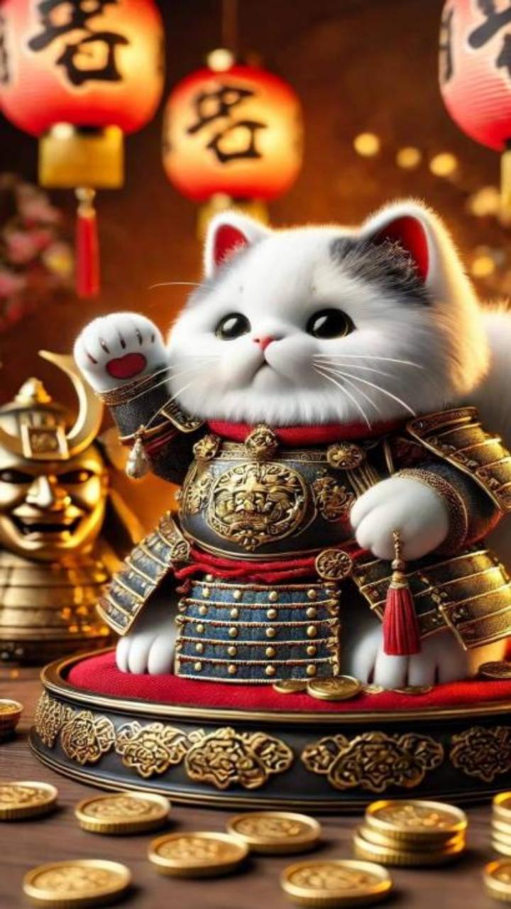 Hình 3d mèo may mắn hình nền điện thoại 