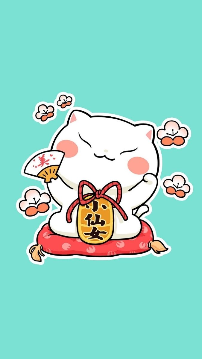 Hình nền mèo thần tài cho điện thoại 