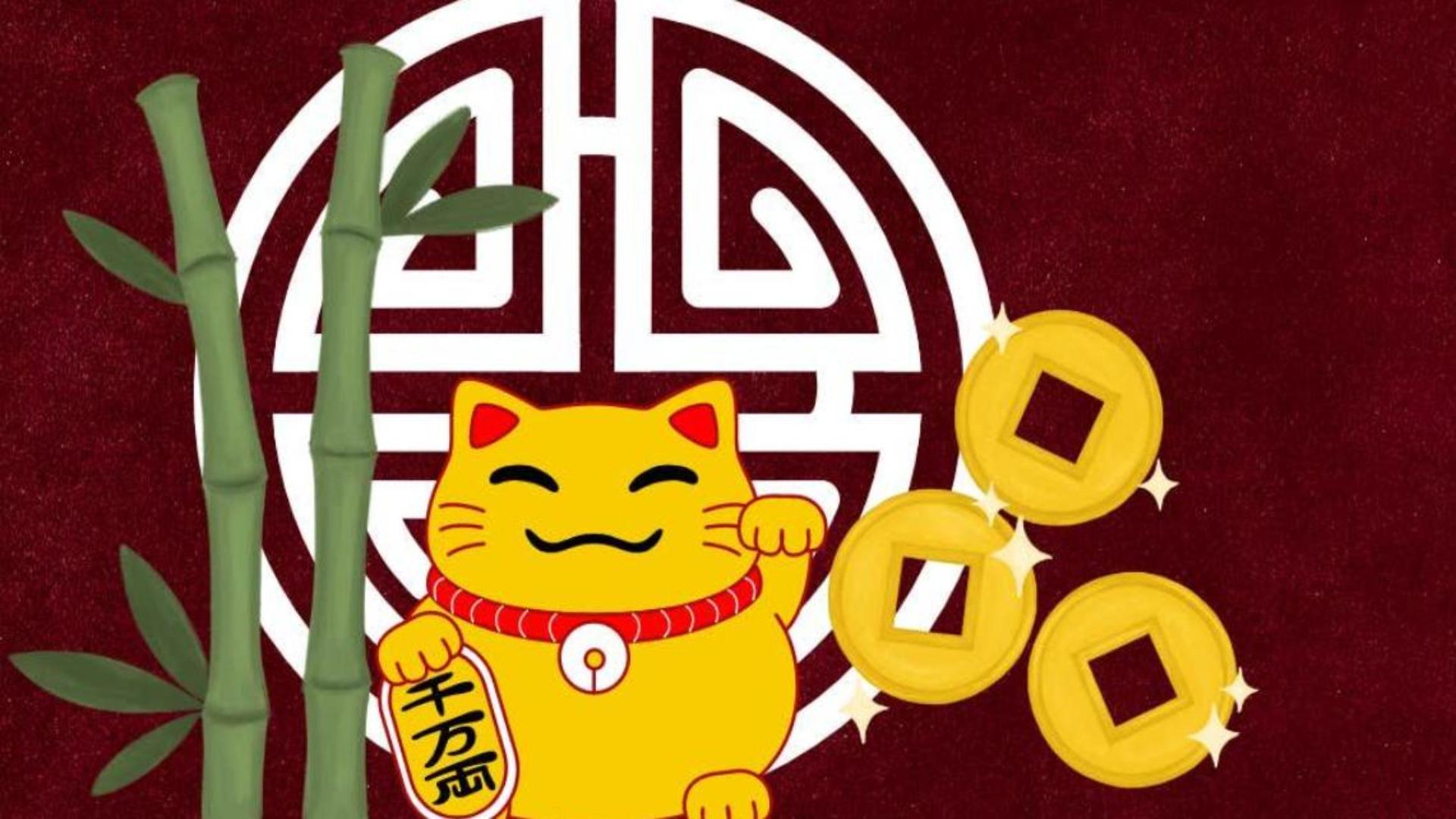 Hình 3d mèo may mắn hình nền PC 