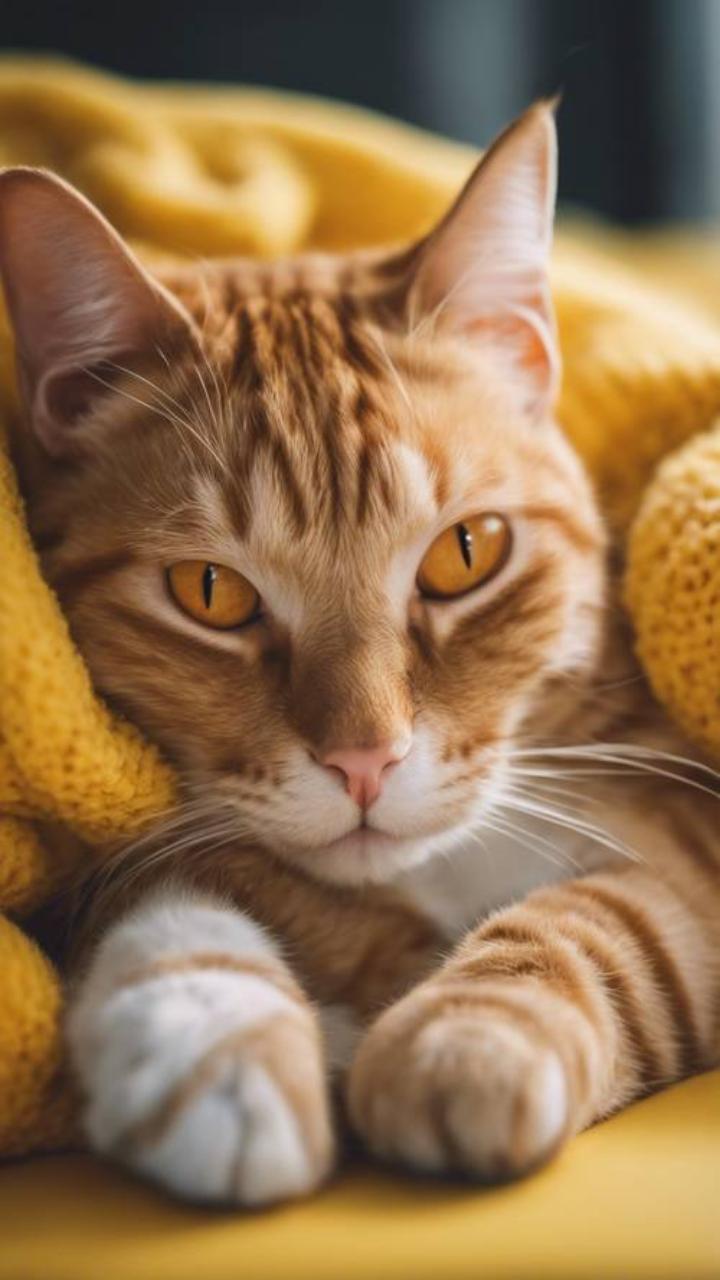 Hình nền mèo vàng cho điện thoại 
