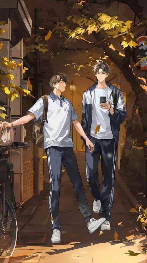 Hình nền anime học sinh nam đôi bạn