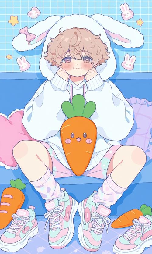 Ảnh nền anime cute nam tai thỏ