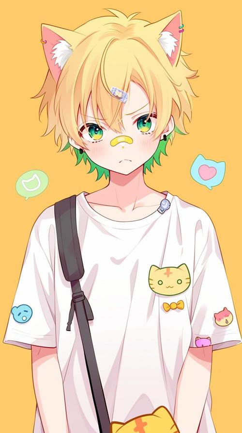Ảnh nền anime cute nam tai mèo