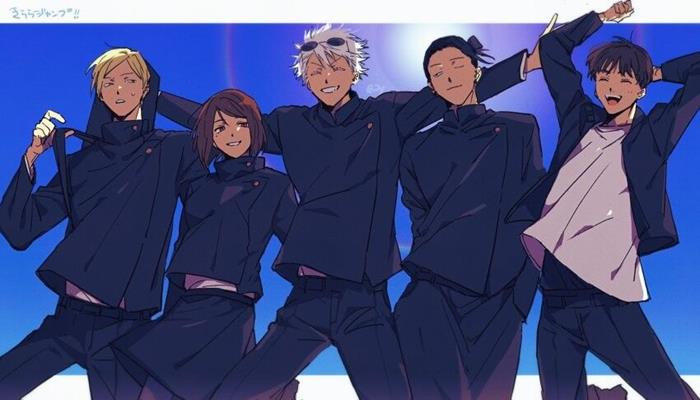Anime cute nam và hội bạn chí cốt làm hình nền