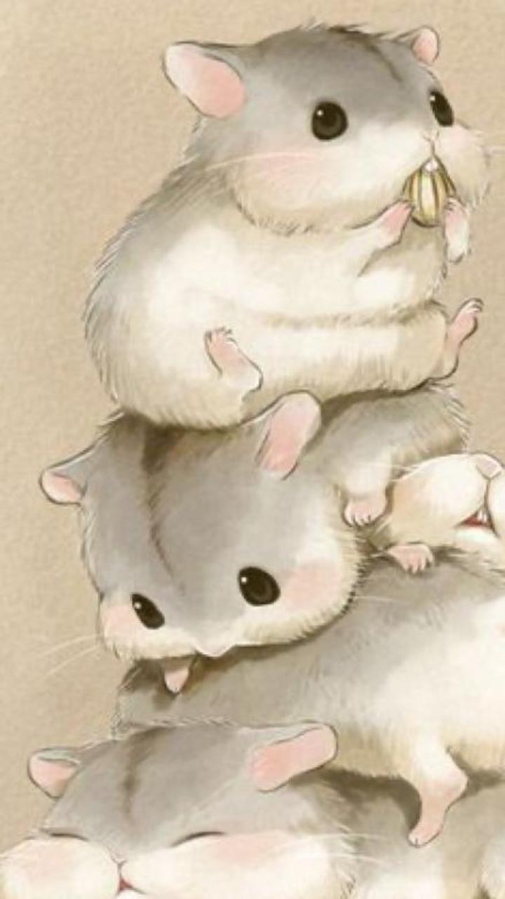 Hình nền chuột chibi anime dễ thương cho điện thoại, máy tính