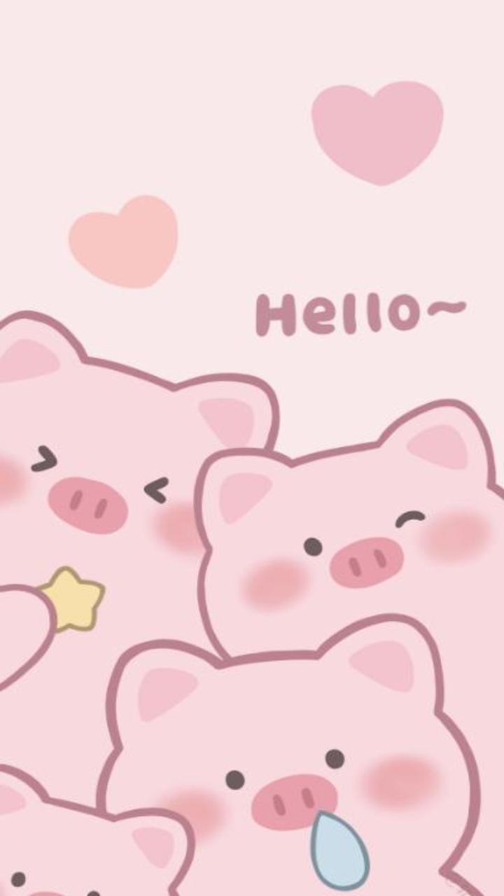 Hình nền lợn hồng cute đáng yêu miễn phí