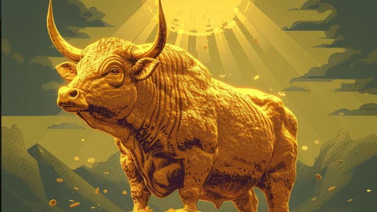 Hình nền trâu vàng 3D may mắn cho điện thoại, máy tính 